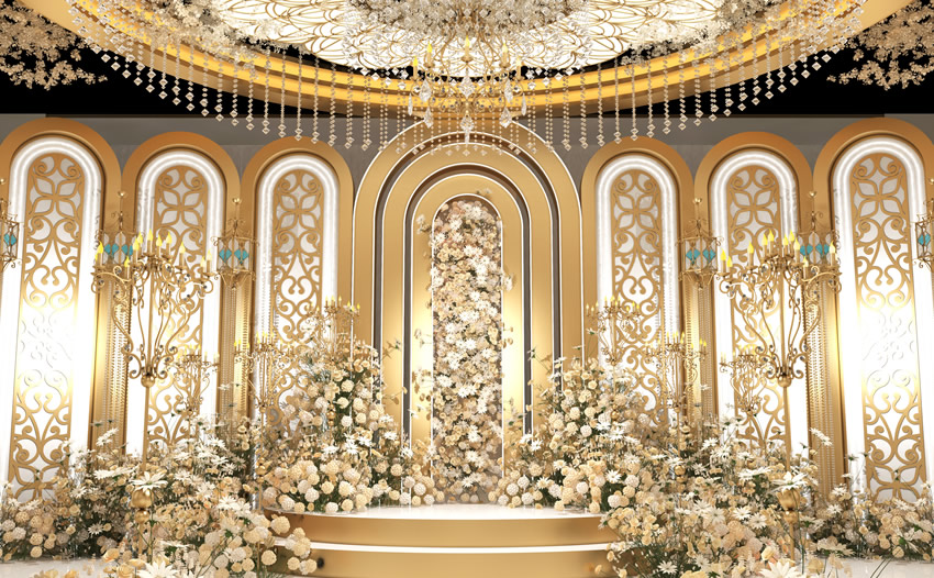 平武香槟色调婚礼堂效果展示